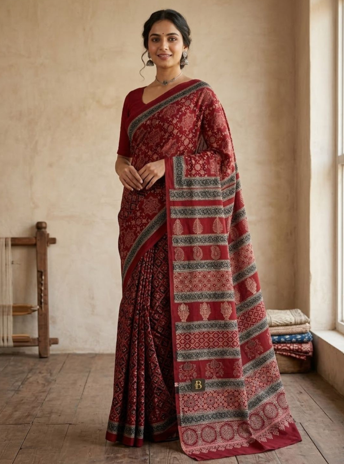 Premium Block Print Cotton Lawn Saree
