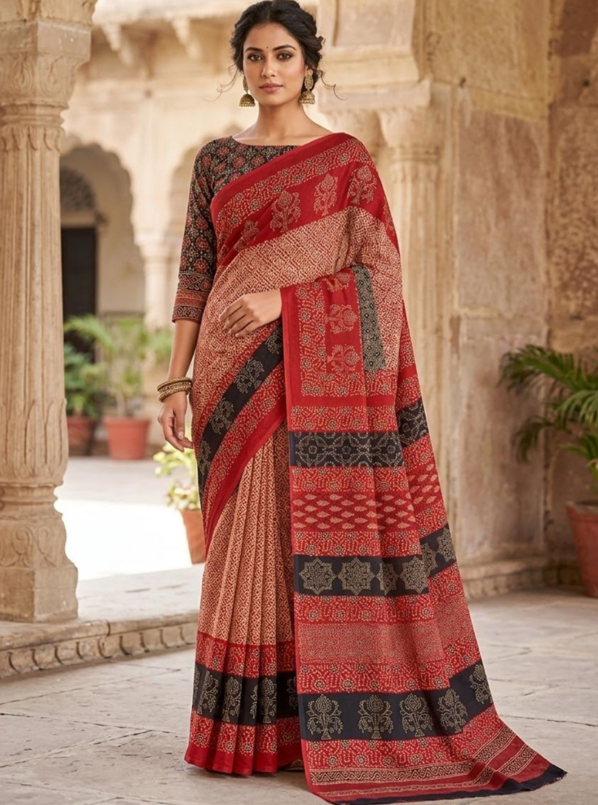 Premium Block Print Cotton Lawn Saree