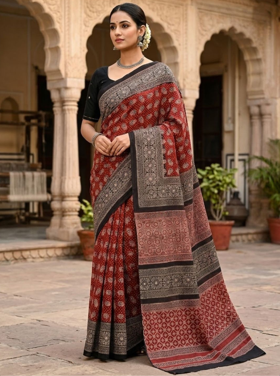 Premium Block Print Cotton Lawn Saree