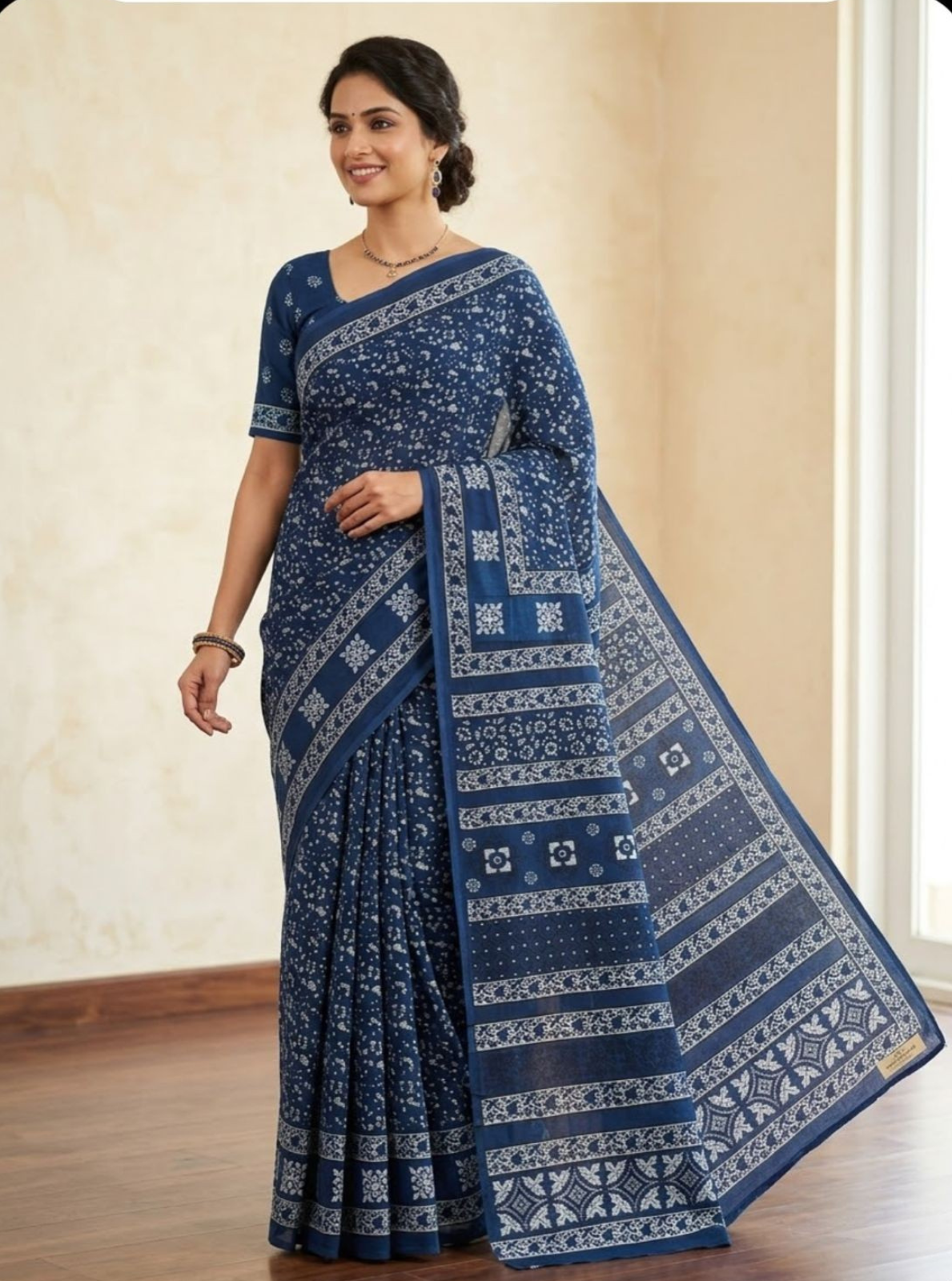 Premium Block Print Cotton Lawn Saree