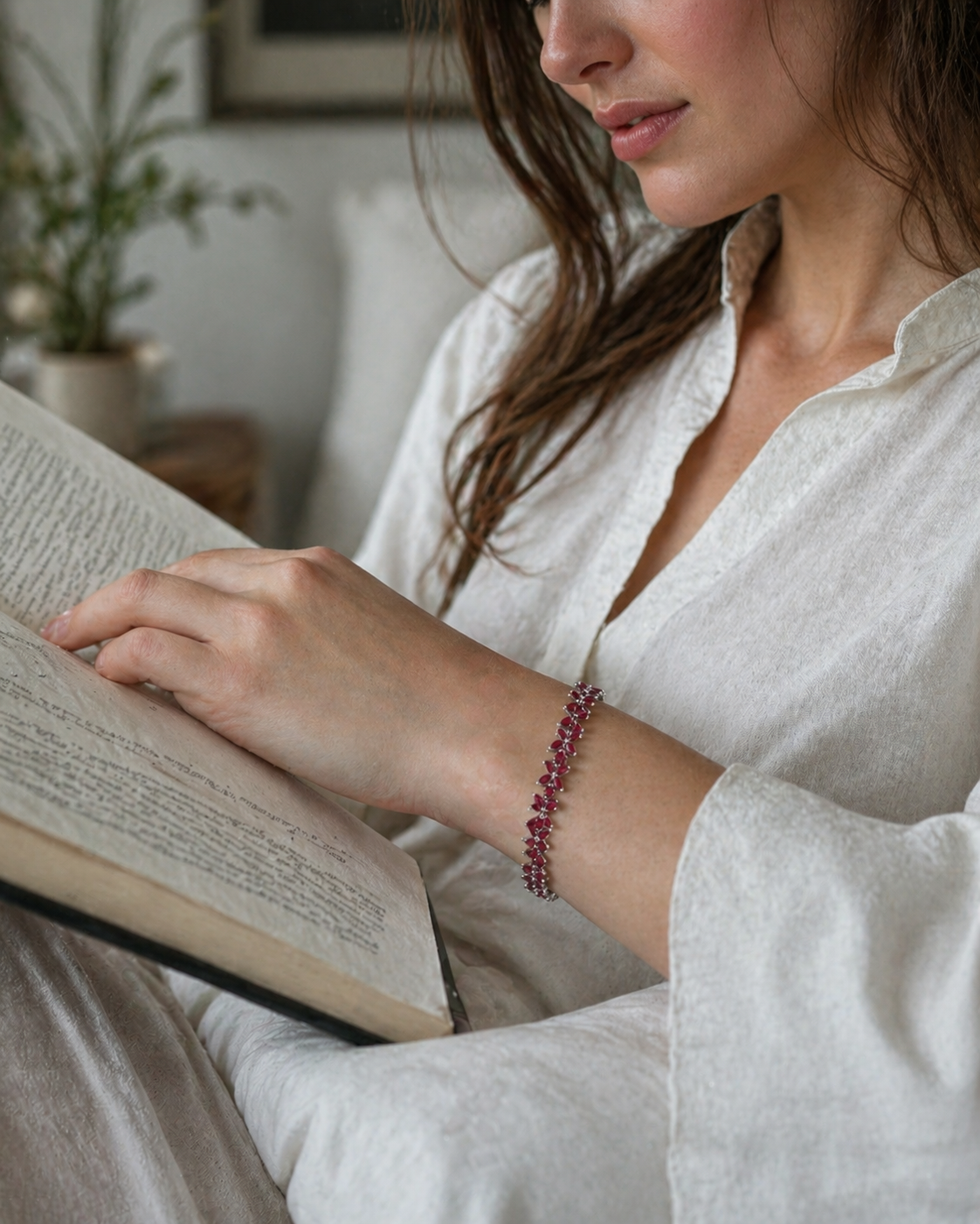 Silver Ruby Tennis Bracelet