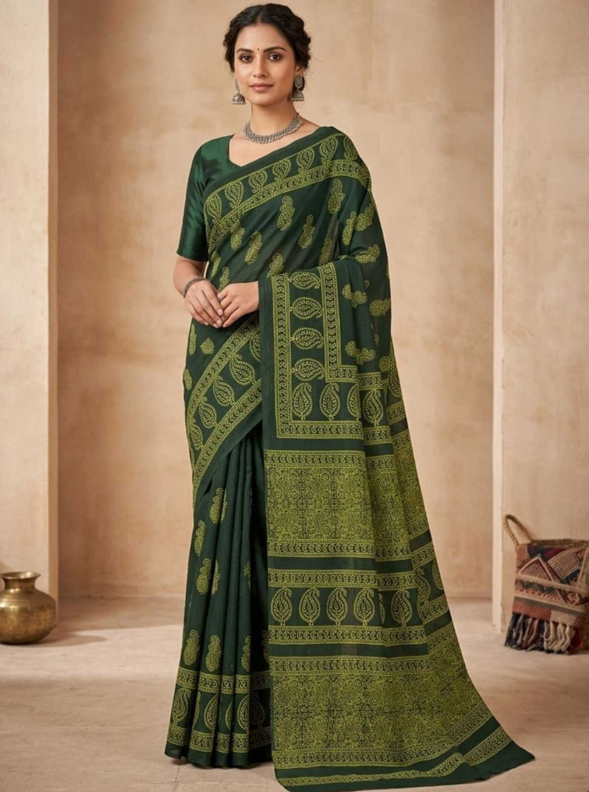 Premium Block Print Cotton Lawn Saree