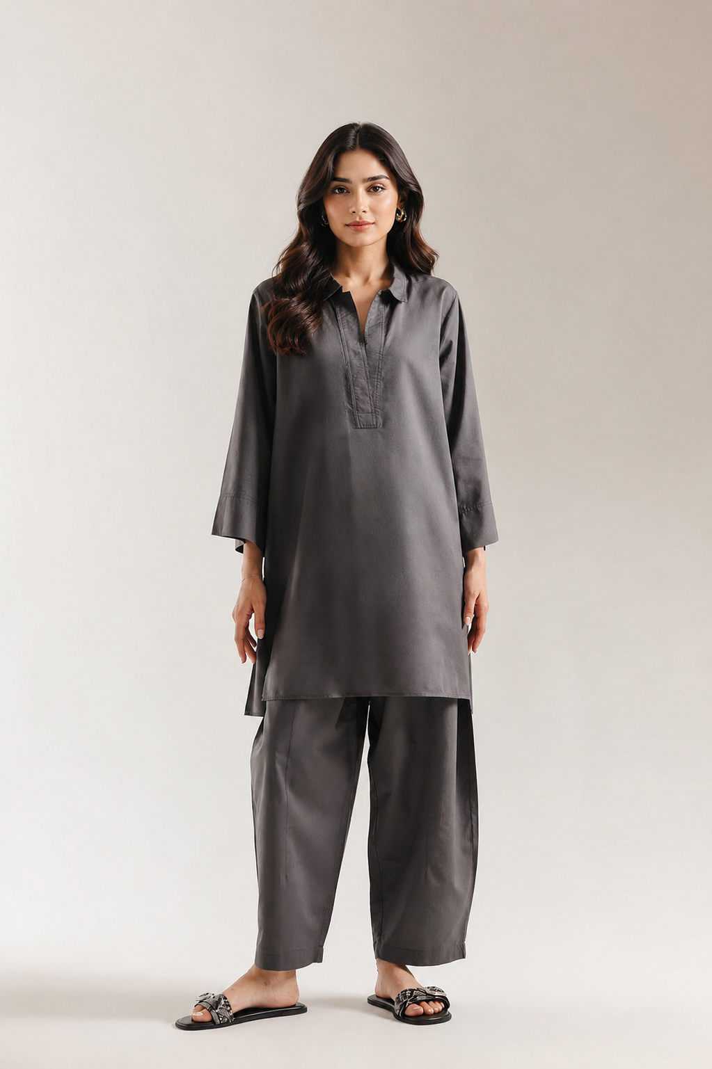 Ethnc 2 Piece Medium Large and Small Slub Lawn