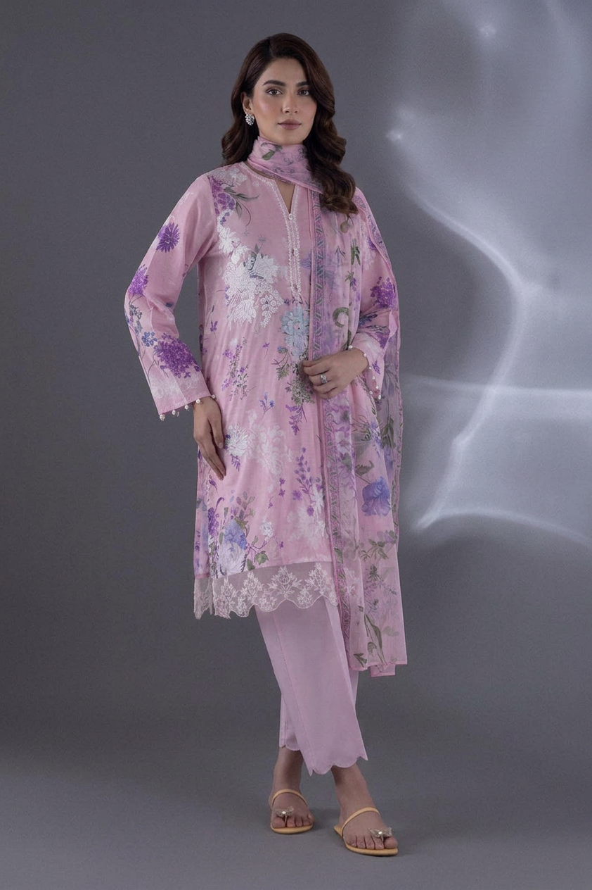 Sana Safinaz 3 Piece Stitched Lawn Embroidered Suit
