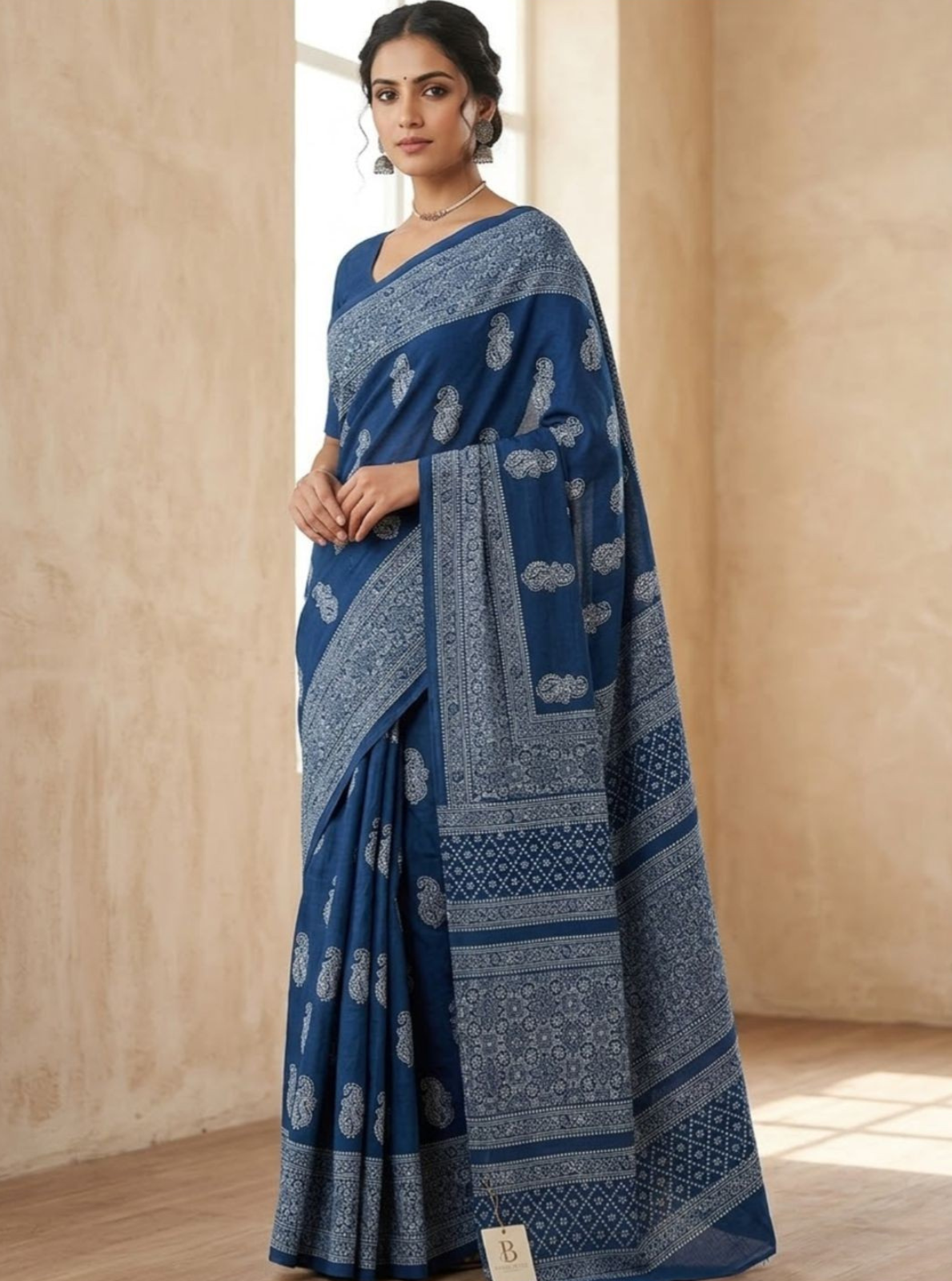 Premium Block Print Cotton Lawn Saree