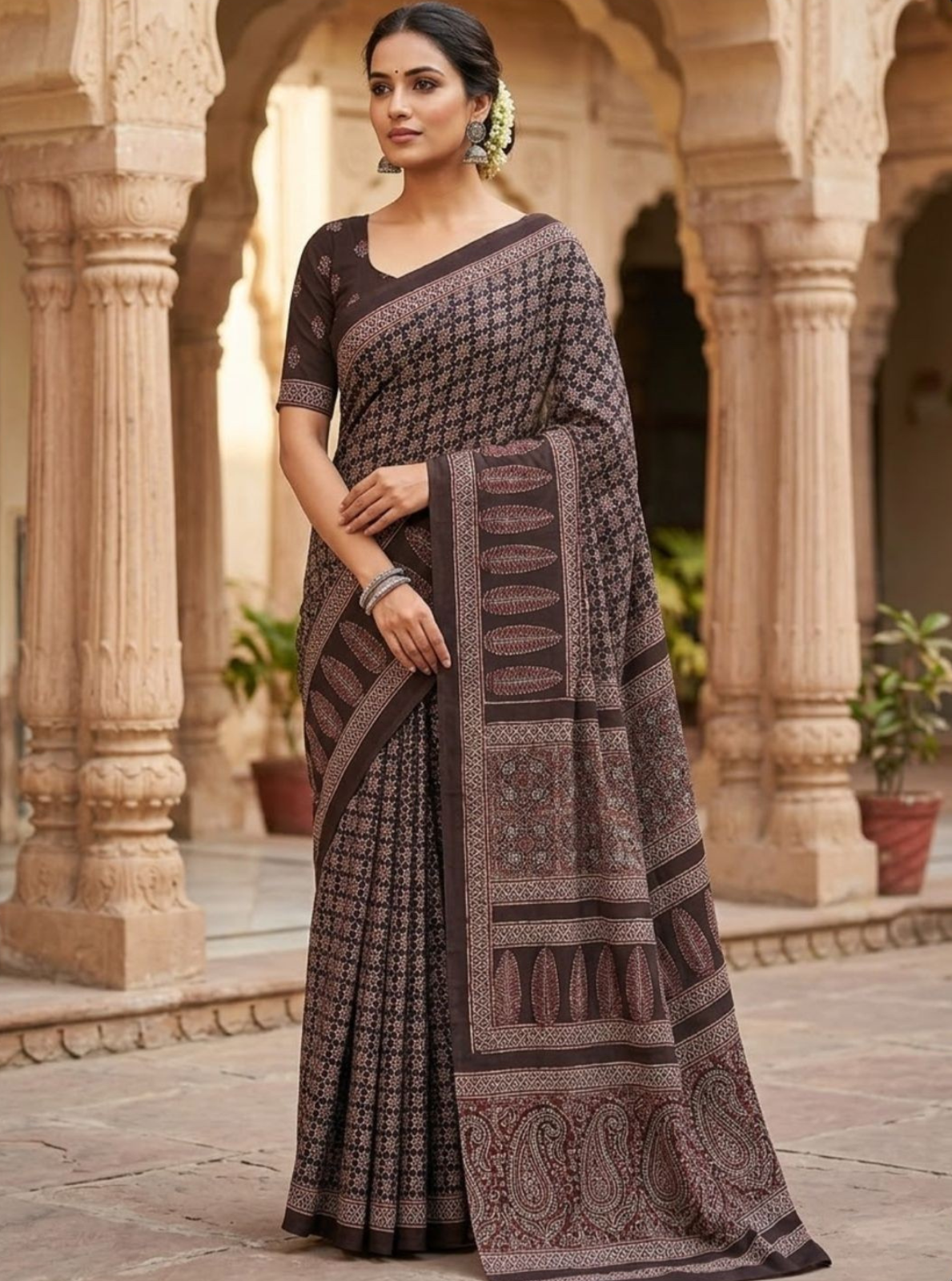 Premium Block Print Cotton Lawn Saree