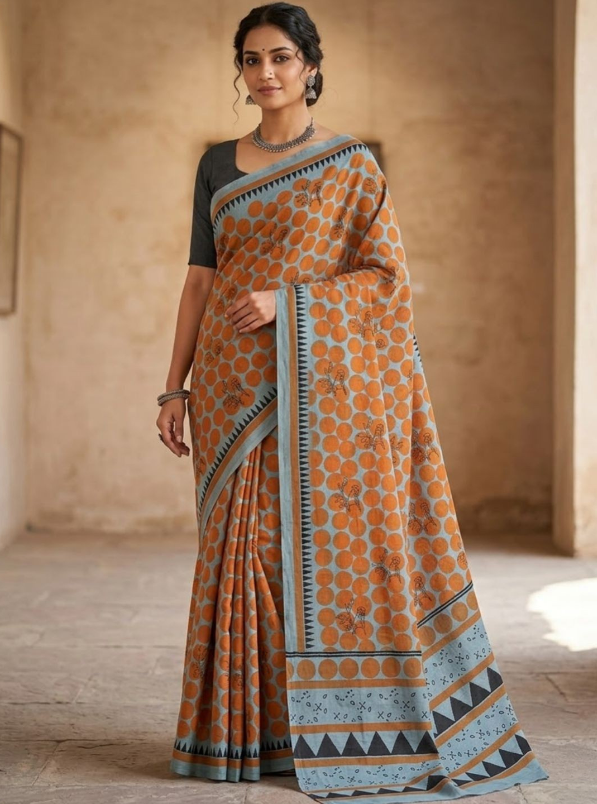 Premium Block Print Cotton Lawn Saree