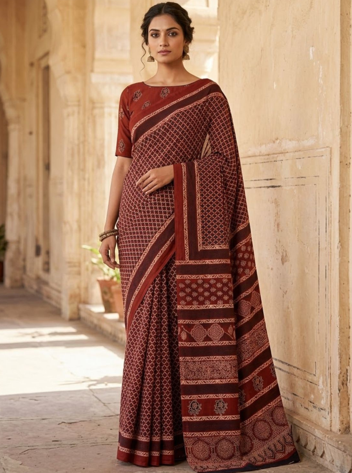 Premium Block Print Cotton Lawn Saree