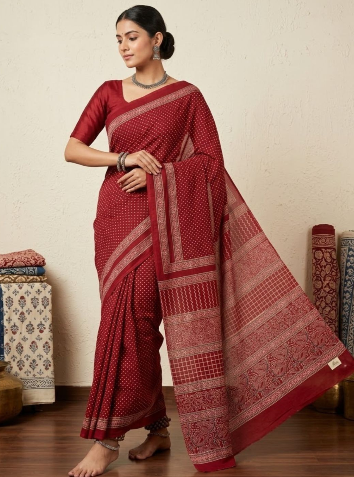 Premium Block Print Cotton Lawn Saree