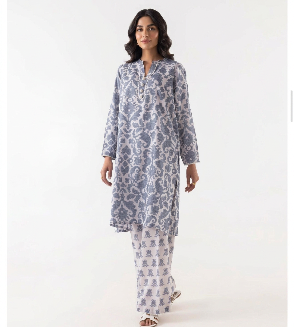 Sana Safinaz 2 Piece Stitched Linen Shirt + Pants Small Size