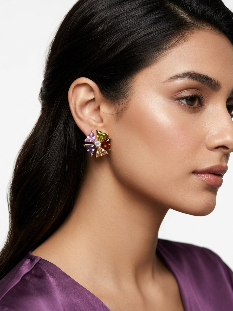 Premium Artificial Earrings Collection | Geometric crystals