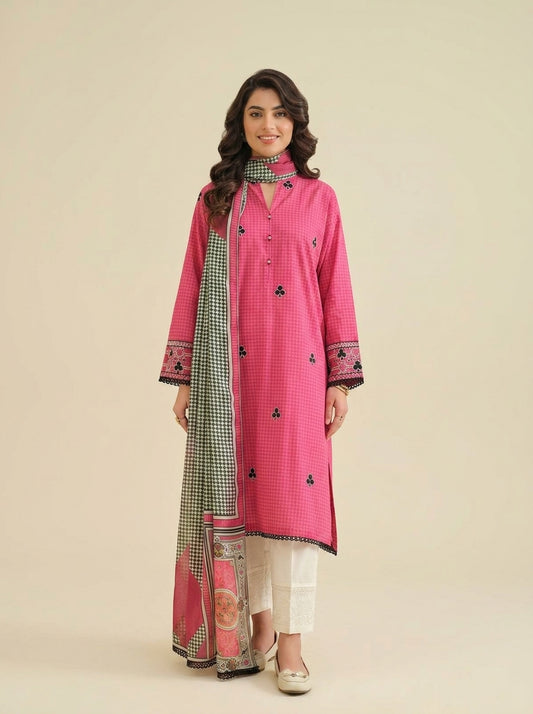 Nishat 2 Piece Shirt Dupatta Winter Cotton XL Embrioded