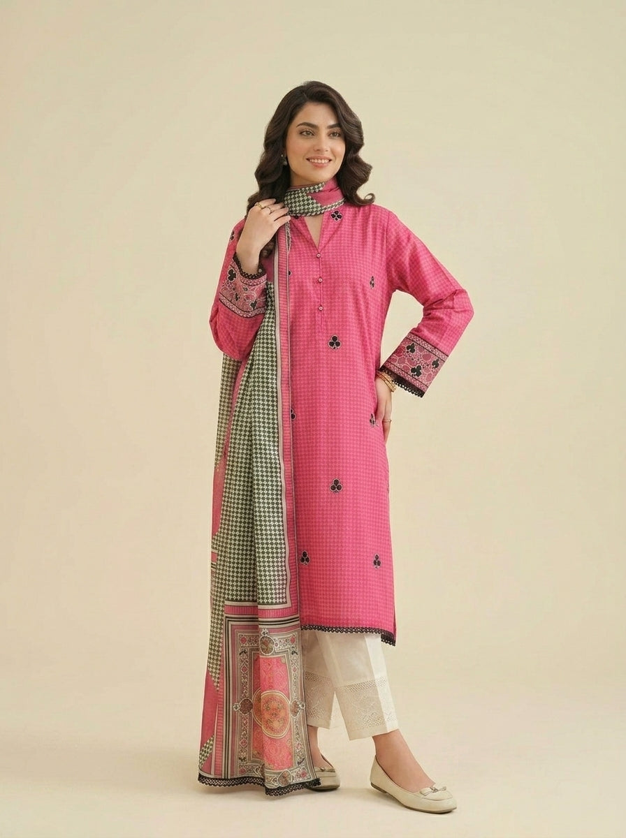 Nishat 2 Piece Shirt Dupatta Winter Cotton XL Embrioded