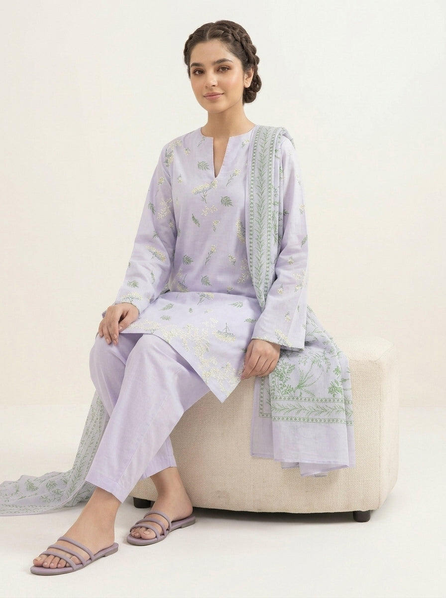 Sapphire 3 Piece Embroidered With Shalwar