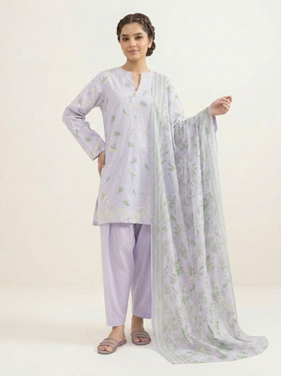 Sapphire 3 Piece Embroidered With Shalwar