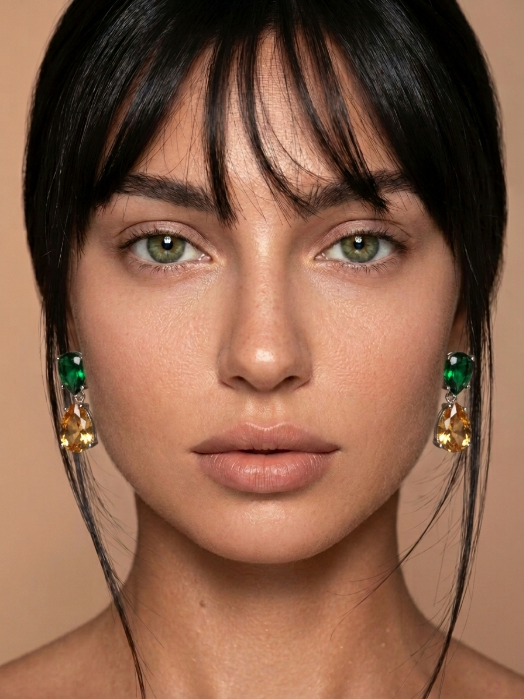 Green Emerald Stone Drop Earrings | Artificial Jewelry