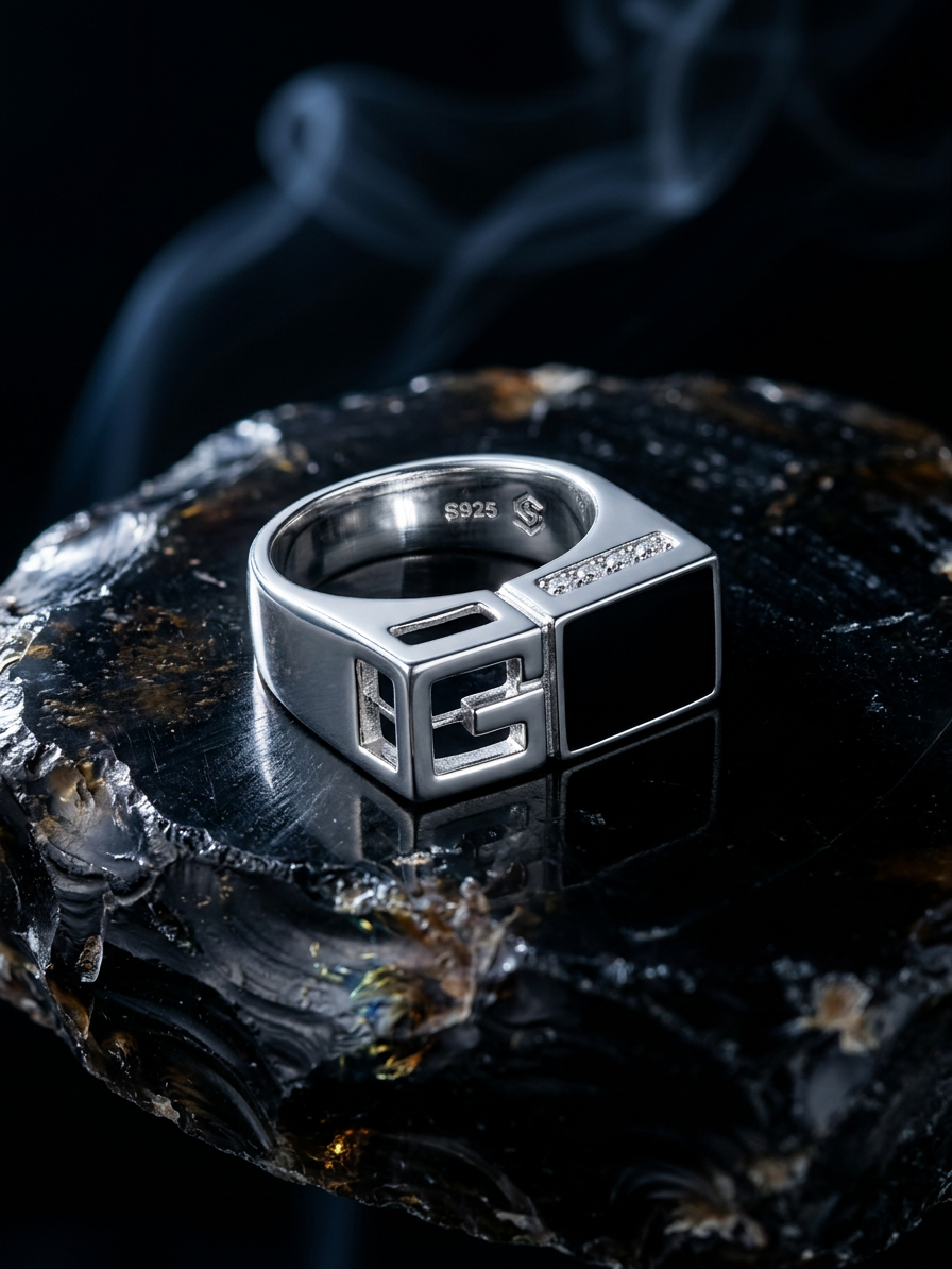 Black Onyx Signet Ring – Silver S925
